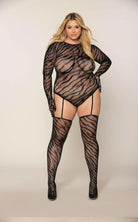 Zebra Fishnet Teddy Bodystocking - Sophisticated Stature